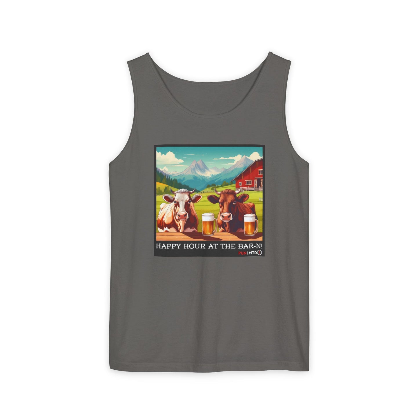 Unisex Garment-Dyed Tank Top - Happy Hour Is At The Bar-n