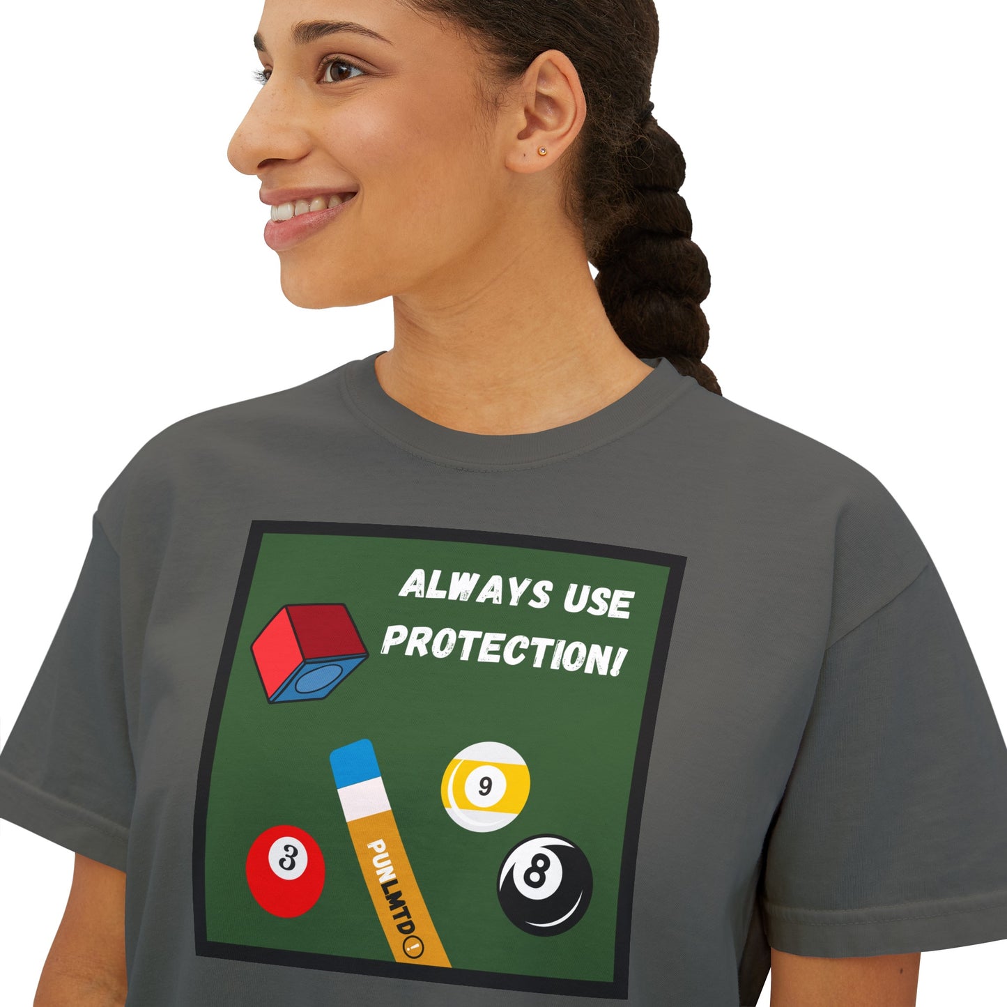 Funny Billiard Tee - Always Use Protection! Women's Boxy Tee