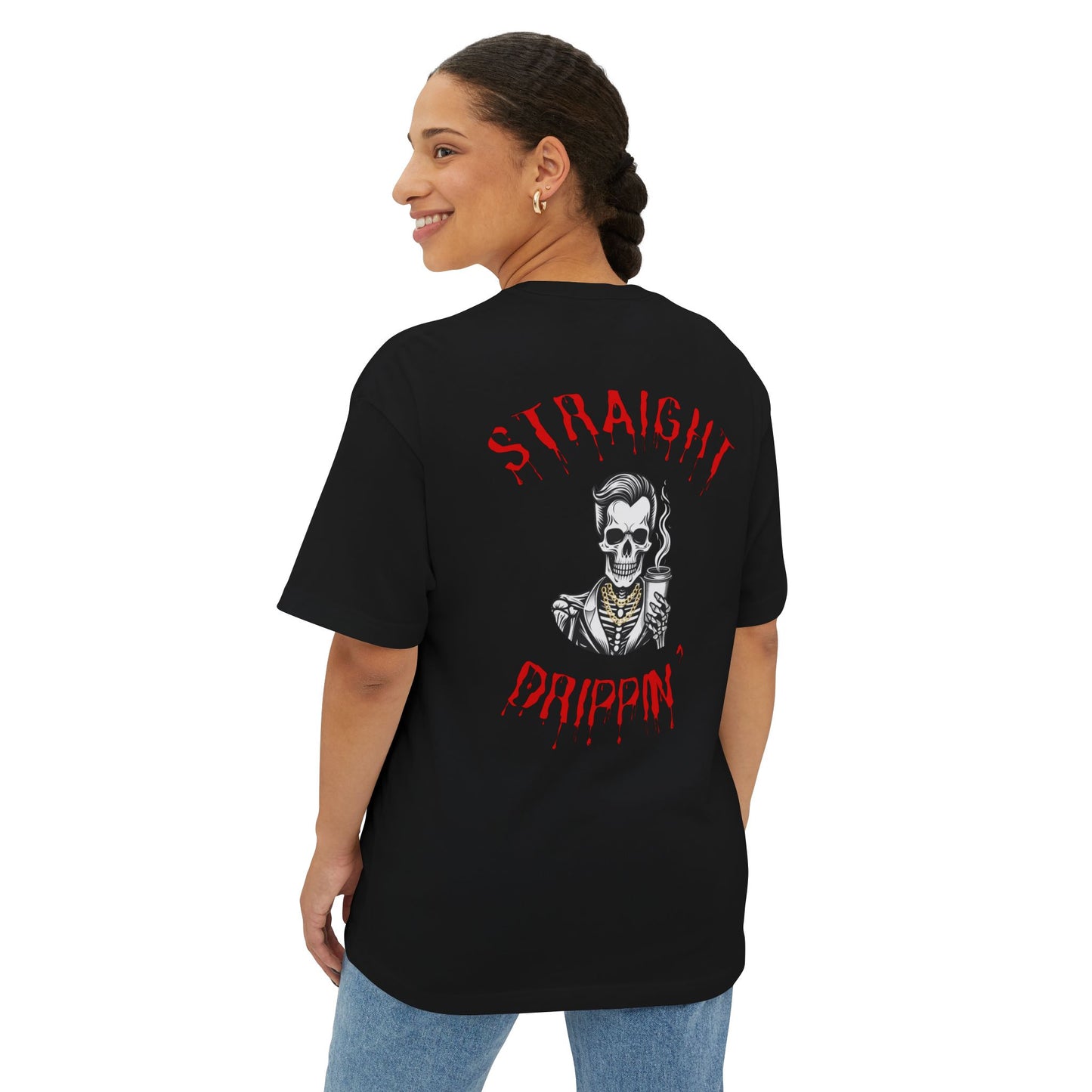 Funny Straight Drippin' Tee - Straight Drippin' Blood Design by Punlimited - Unisex Oversized Boxy Tee