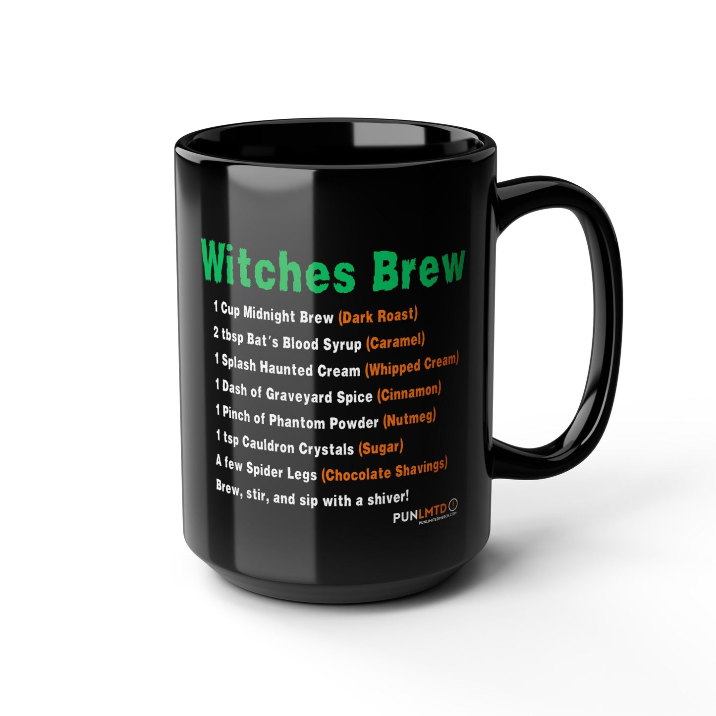 Halloween Mug - Witches Brew Recipe - Black Mug -15 oz