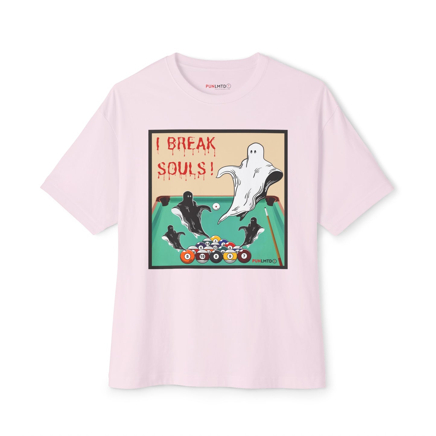 Funny Billiards Tee- I Break Souls! Unisex Oversized Boxy Tee