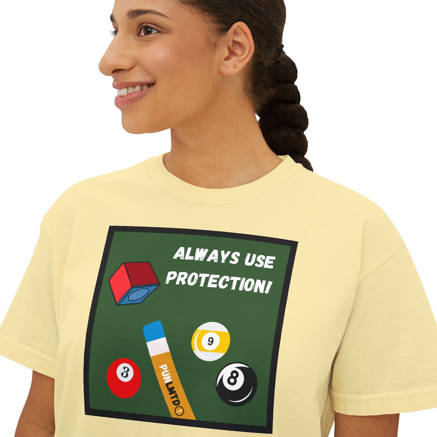 Funny Billiard Tee - Always Use Protection! Women's Boxy Tee