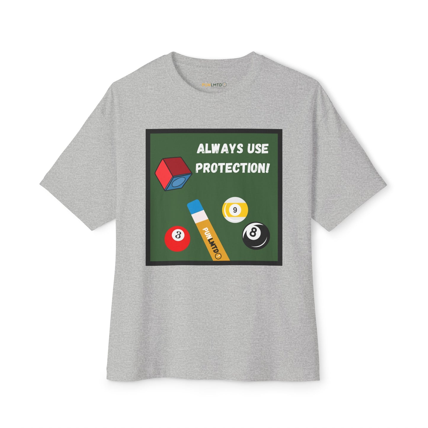 Funny Billiards Tee - Always Use Protection! Unisex Oversized Boxy Tee