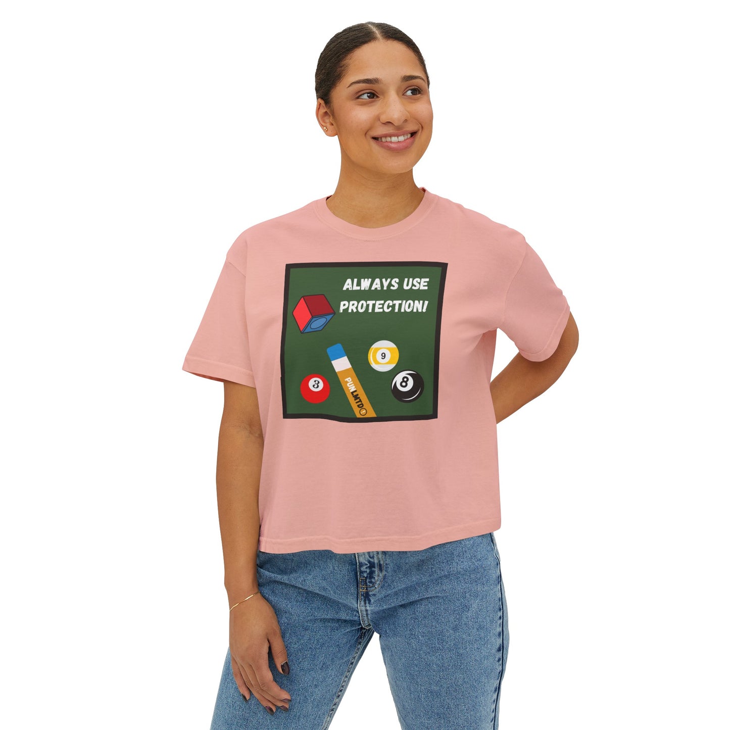 Funny Billiard Tee - Always Use Protection! Women's Boxy Tee