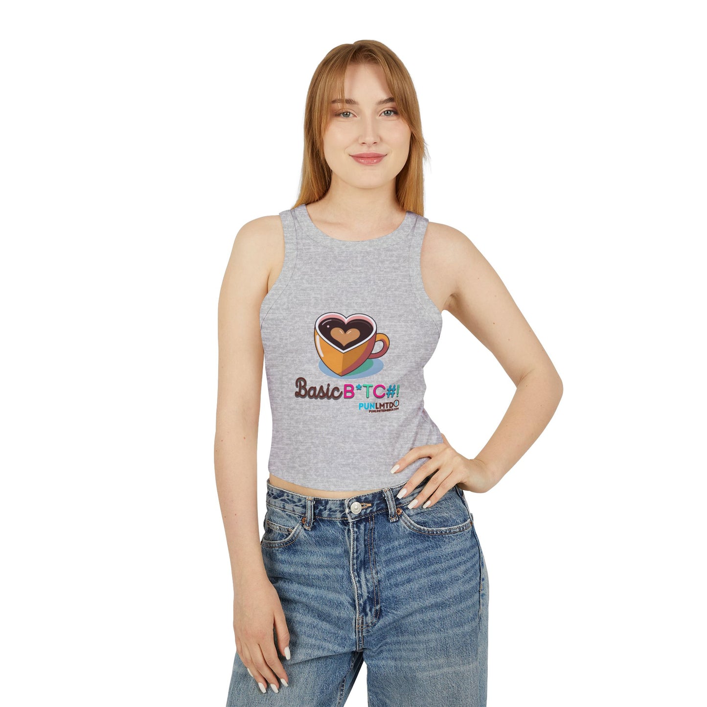 Funny Coffee Tank Top - Women's Micro Rib Racer Tank Top - Basic Bitch!