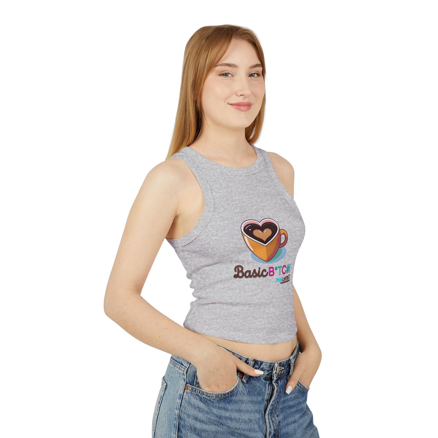 Funny Coffee Tank Top - Women's Micro Rib Racer Tank Top - Basic Bitch!