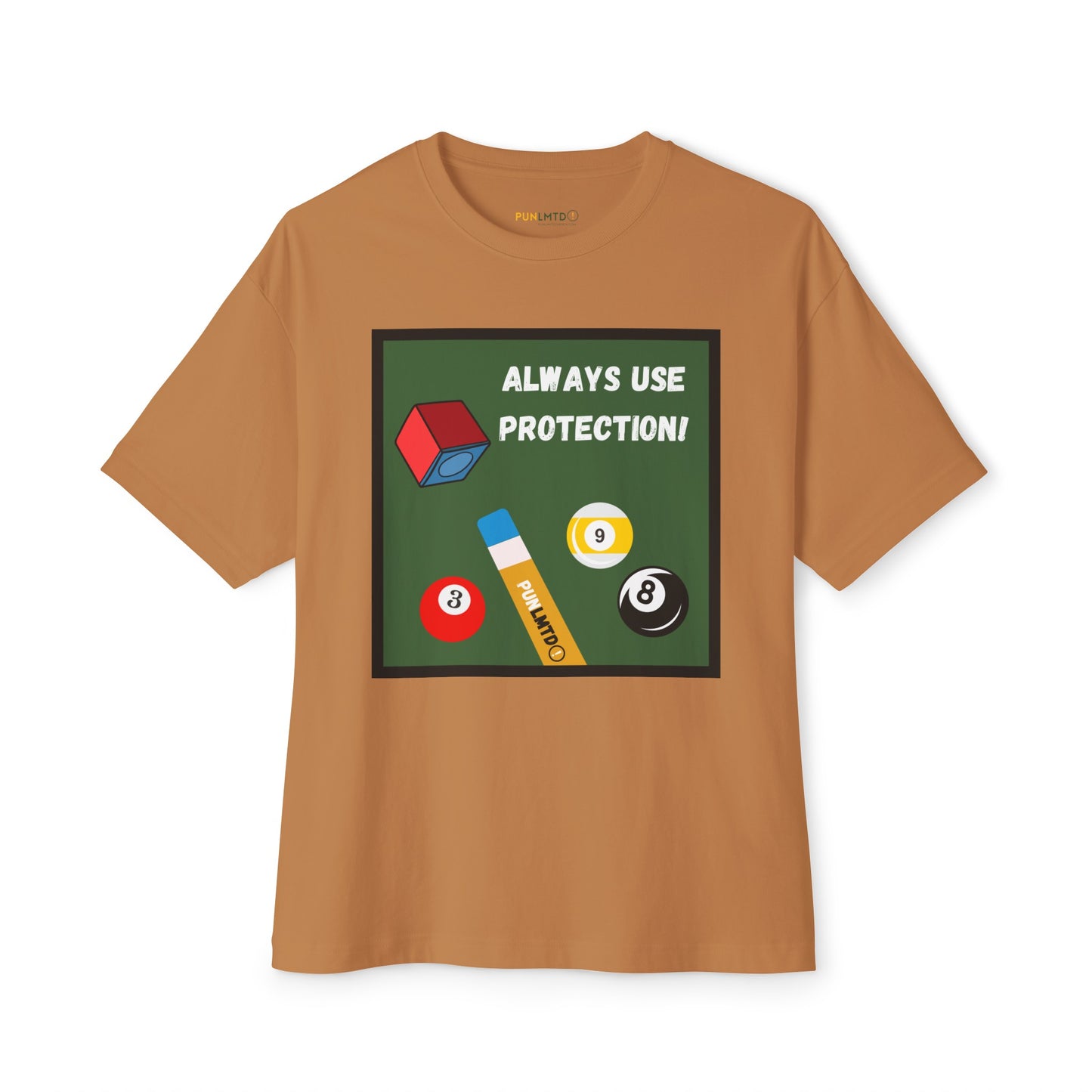 Funny Billiards Tee - Always Use Protection! Unisex Oversized Boxy Tee