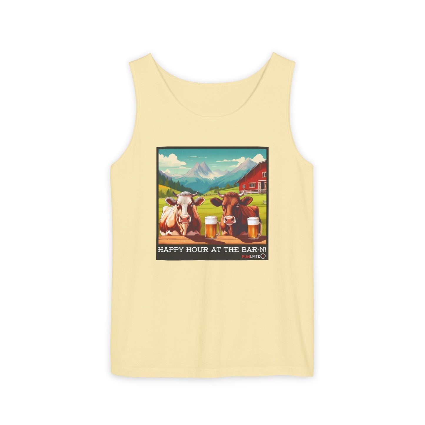 Unisex Garment-Dyed Tank Top - Happy Hour Is At The Bar-n