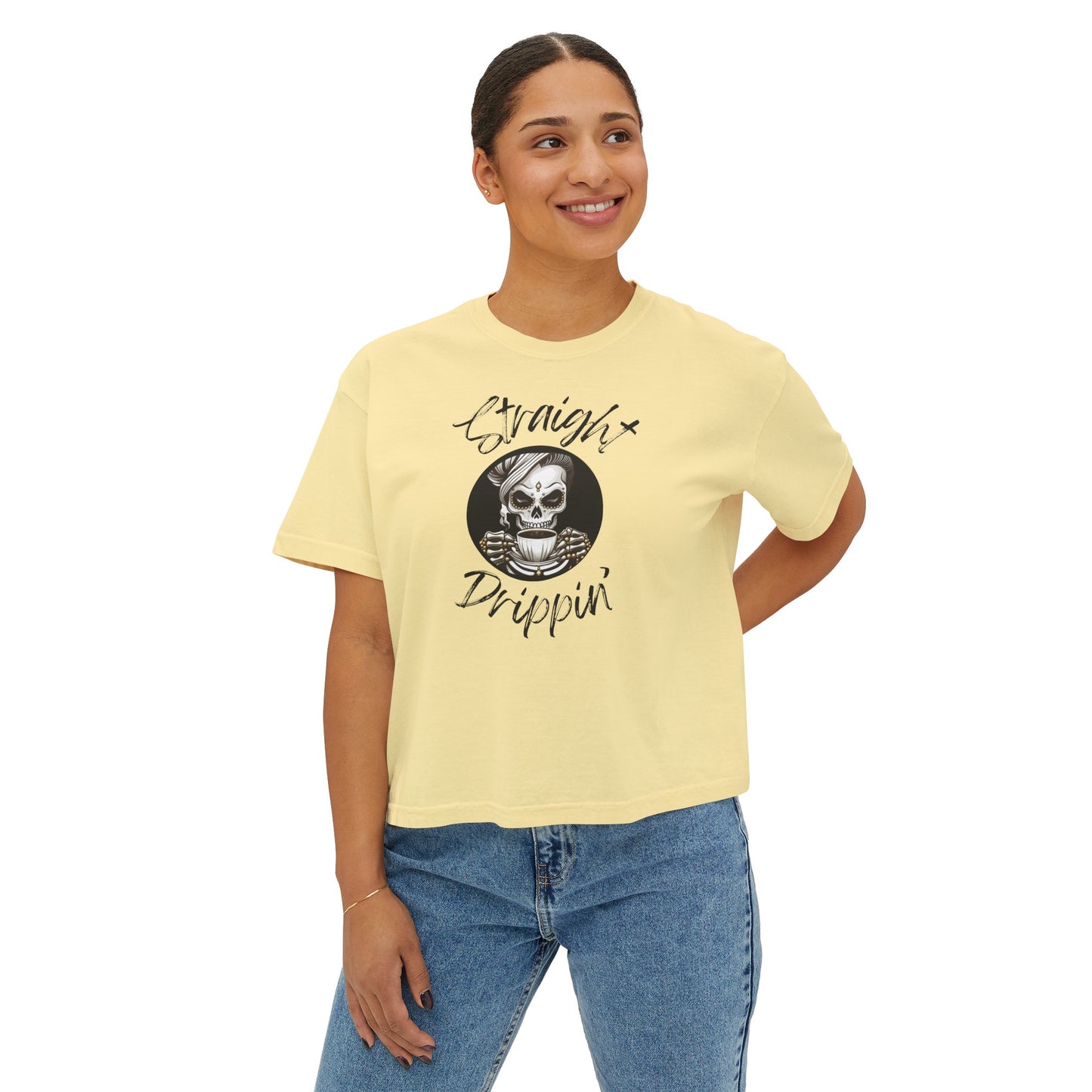 Straight Drippin' Female Skeleton Women's Boxy Tee