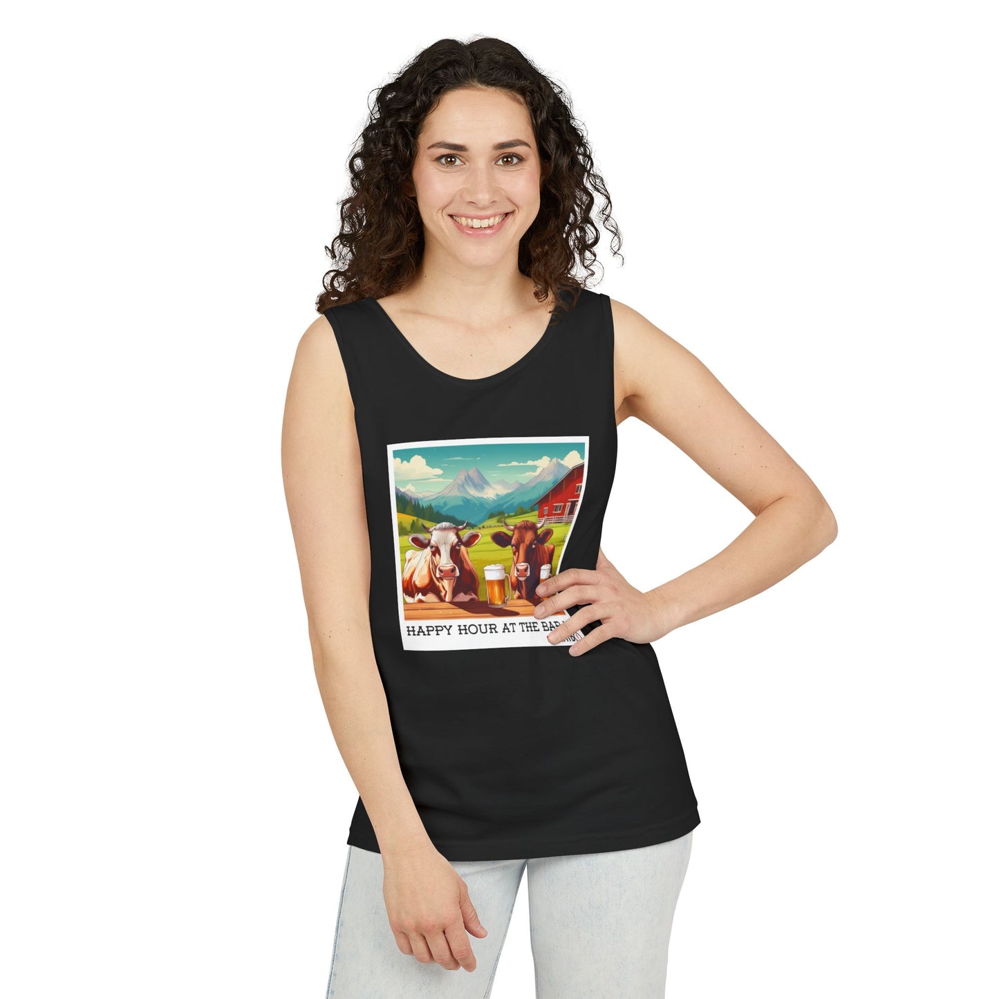 Unisex Garment-Dyed Tank Top - Happy Hour Is At The Bar-n