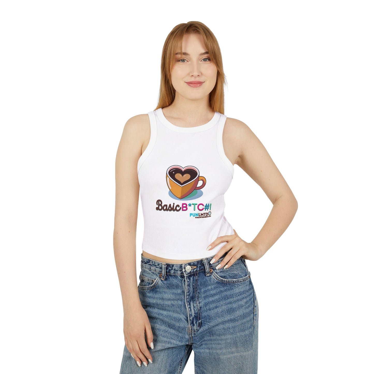 Funny Coffee Tank Top - Women's Micro Rib Racer Tank Top - Basic Bitch!