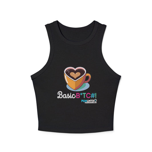 Funny Coffee Tank Top - Women's Micro Rib Racer Tank Top - Basic Bitch!