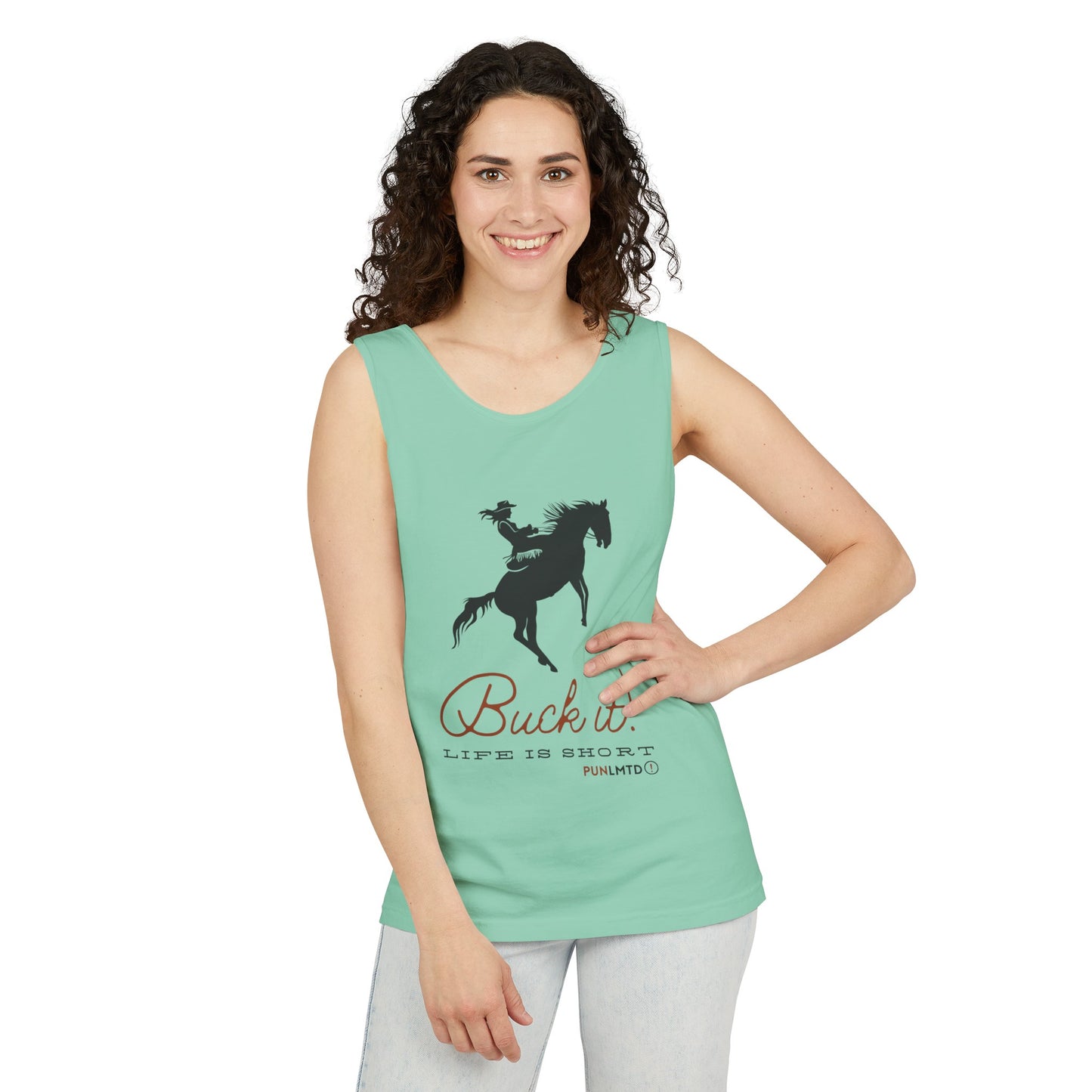 Unisex Garment-Dyed Tank Top - Buck It! Design 1