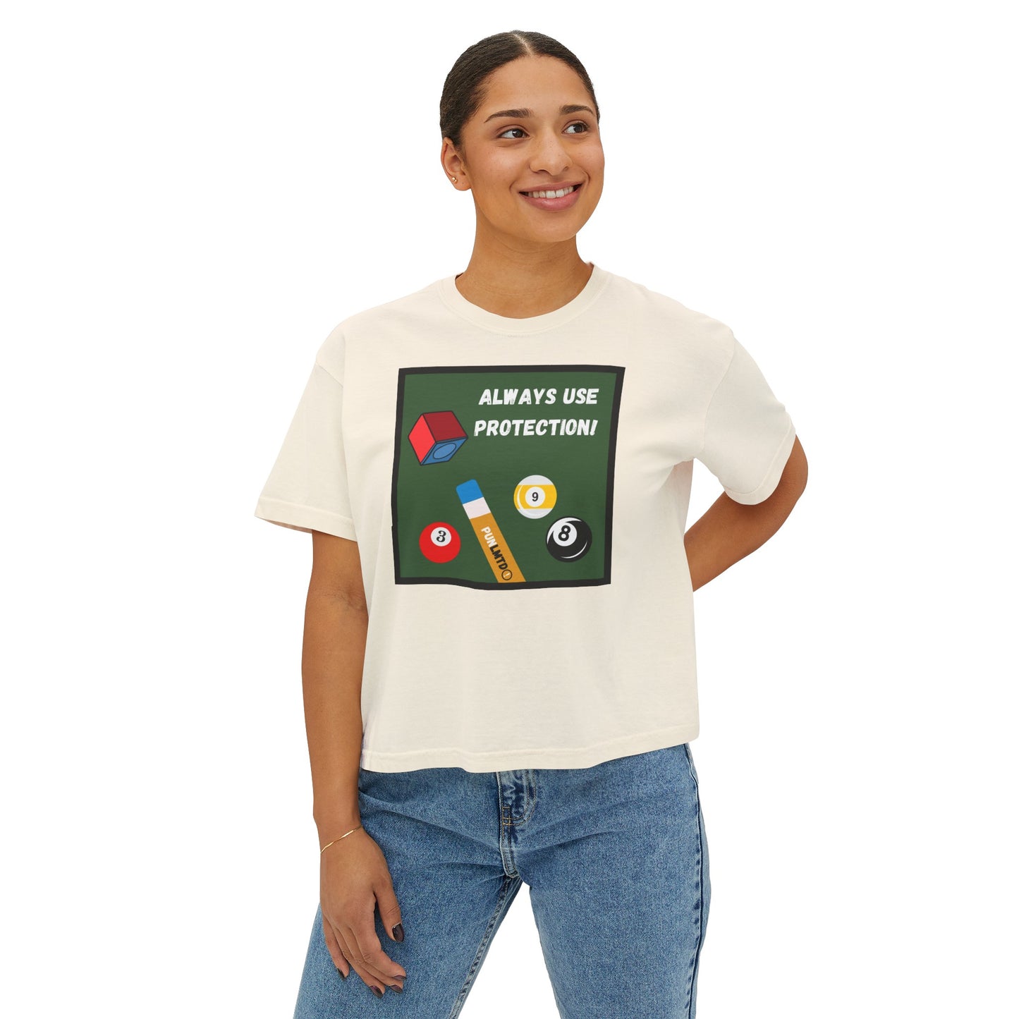 Funny Billiard Tee - Always Use Protection! Women's Boxy Tee