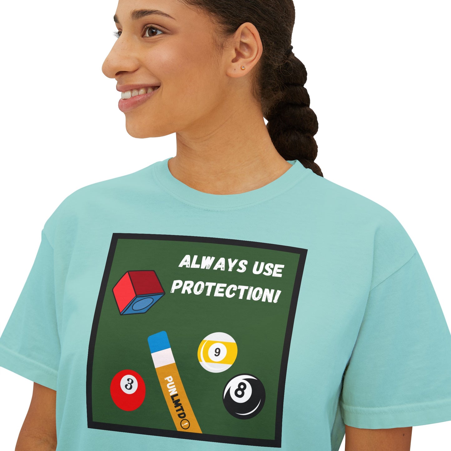 Funny Billiard Tee - Always Use Protection! Women's Boxy Tee