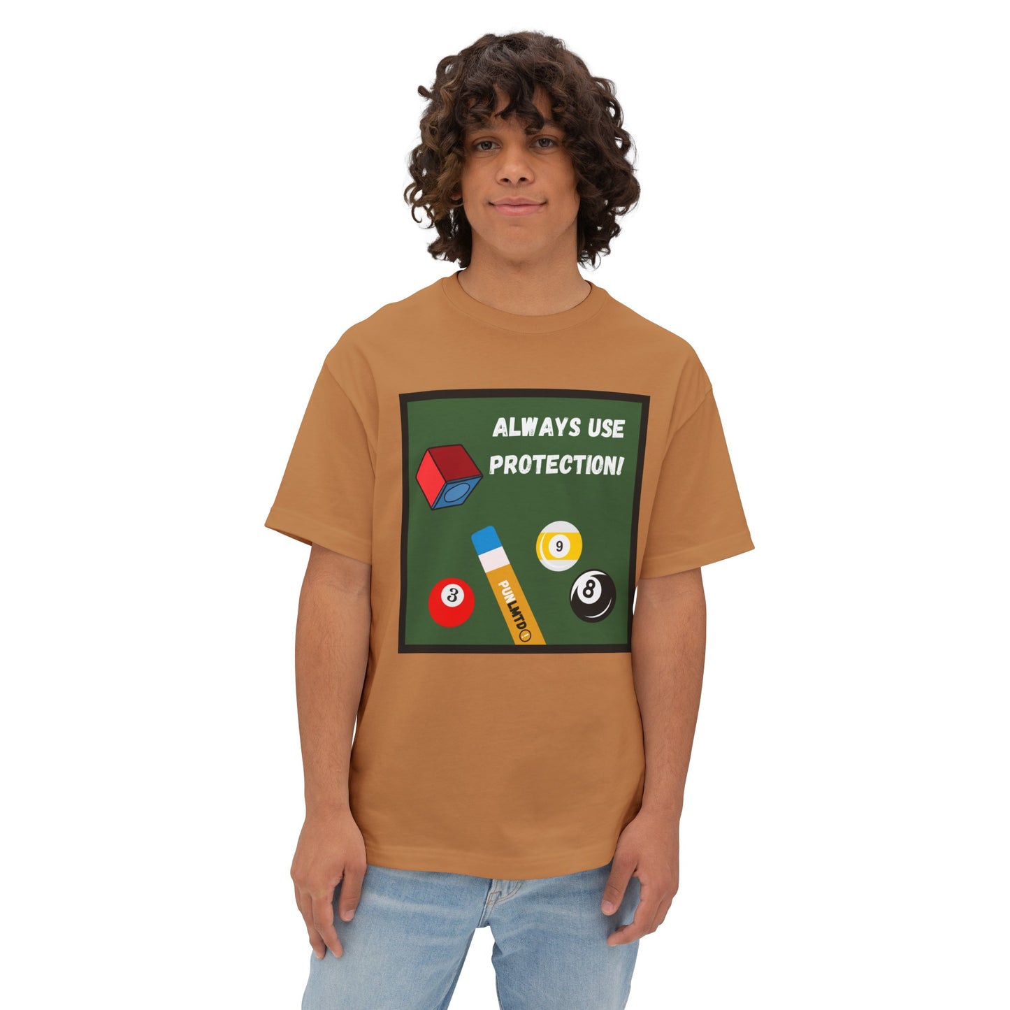 Funny Billiards Tee - Always Use Protection! Unisex Oversized Boxy Tee