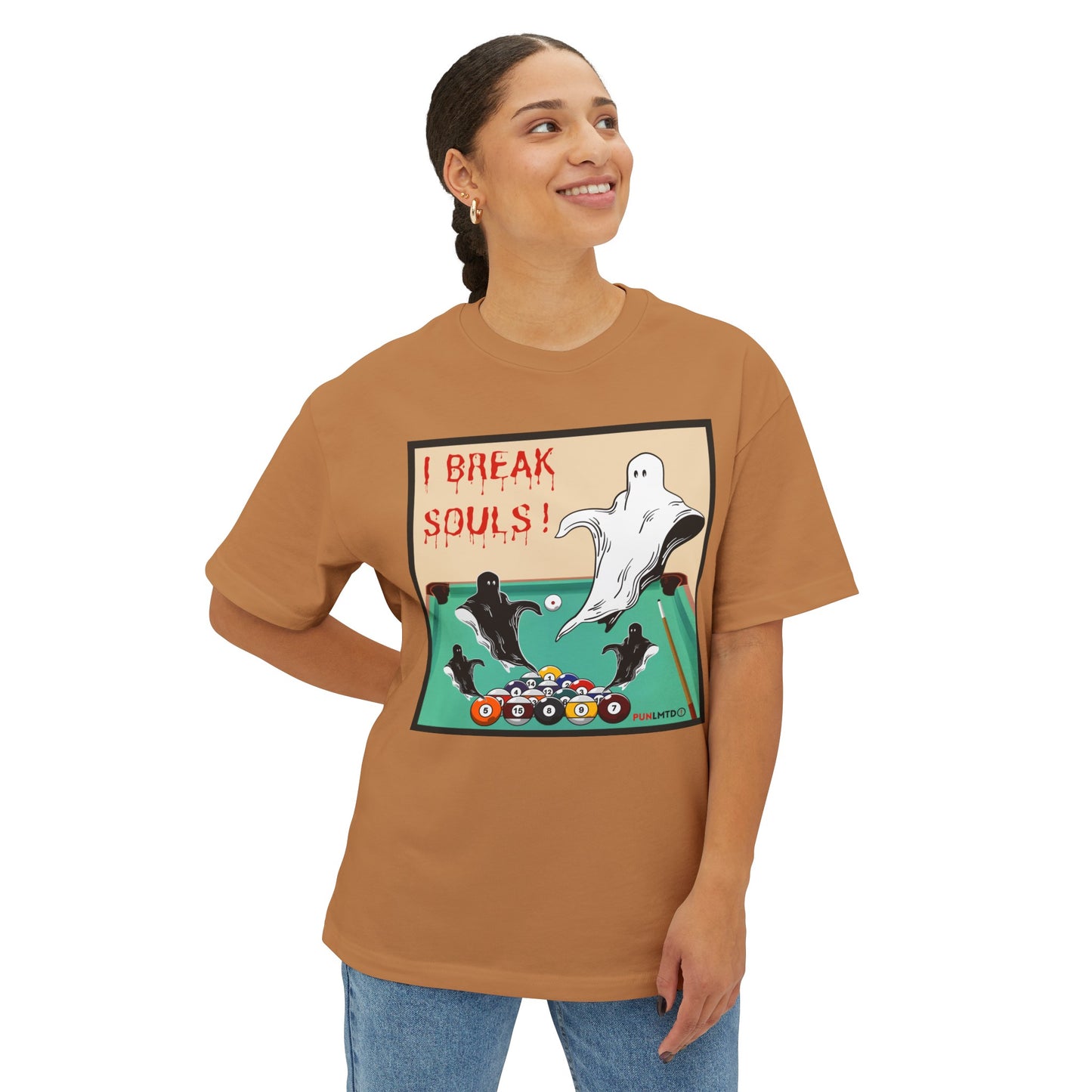 Funny Billiards Tee- I Break Souls! Unisex Oversized Boxy Tee