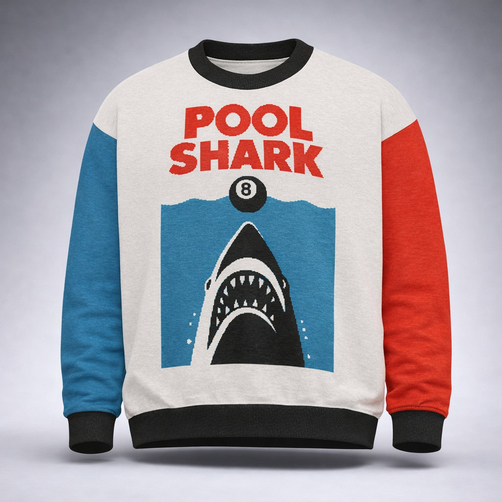 Relaxed fit knitted crew neck sweater - Jaws Pool Shark