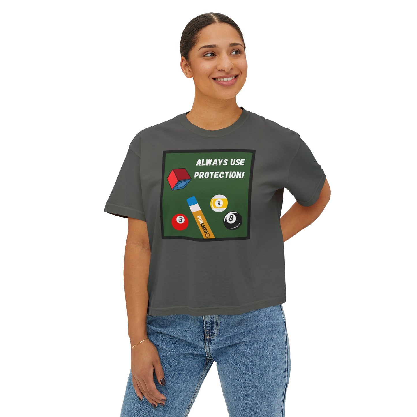 Funny Billiard Tee - Always Use Protection! Women's Boxy Tee