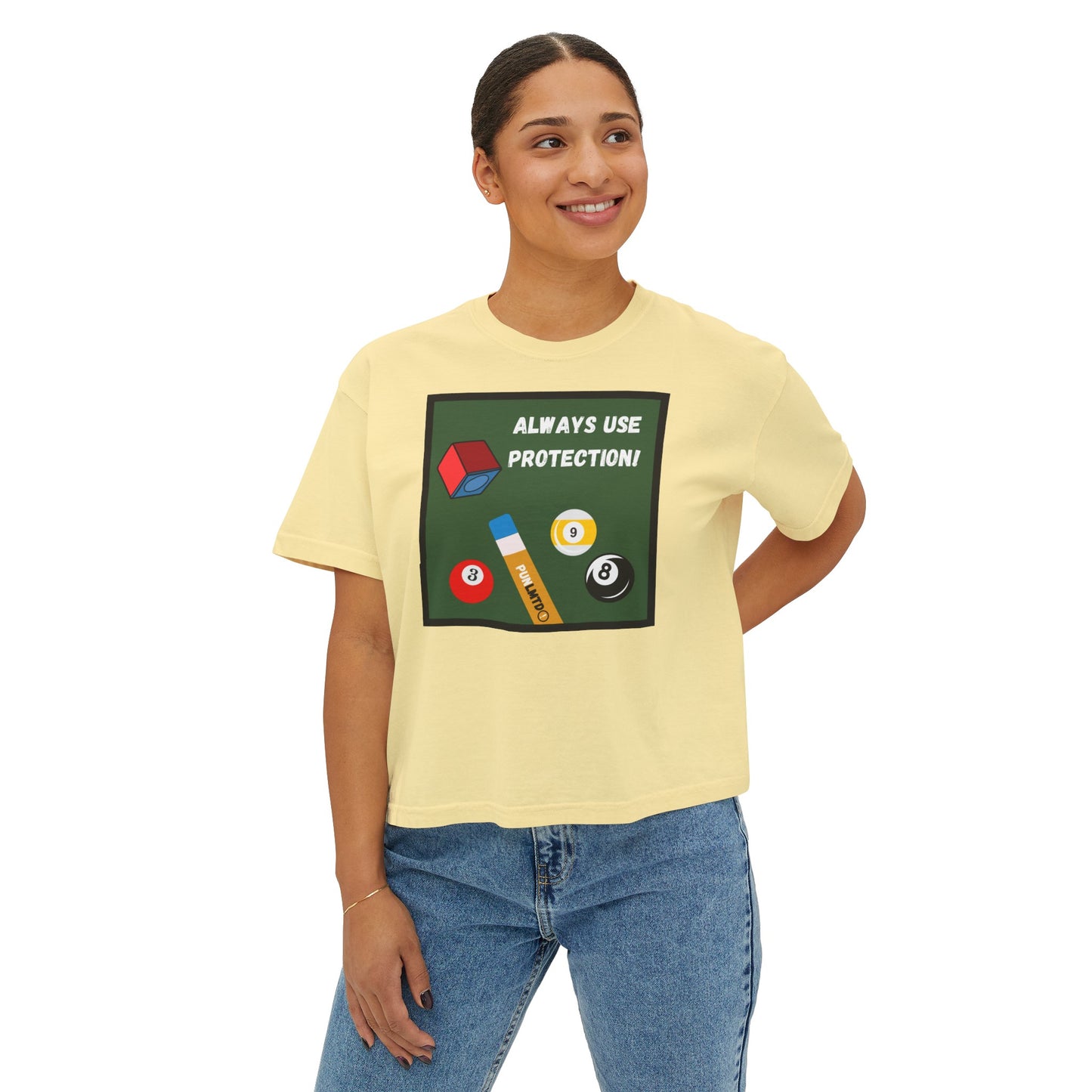 Funny Billiard Tee - Always Use Protection! Women's Boxy Tee