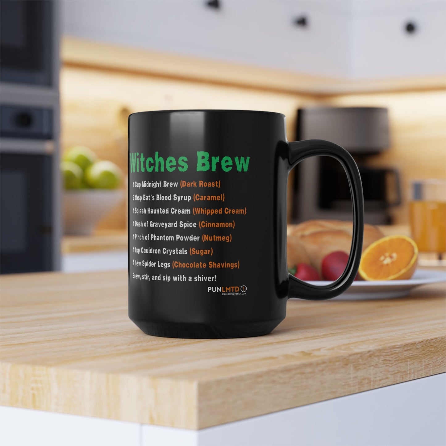 Halloween Mug - Witches Brew Recipe - Black Mug -15 oz