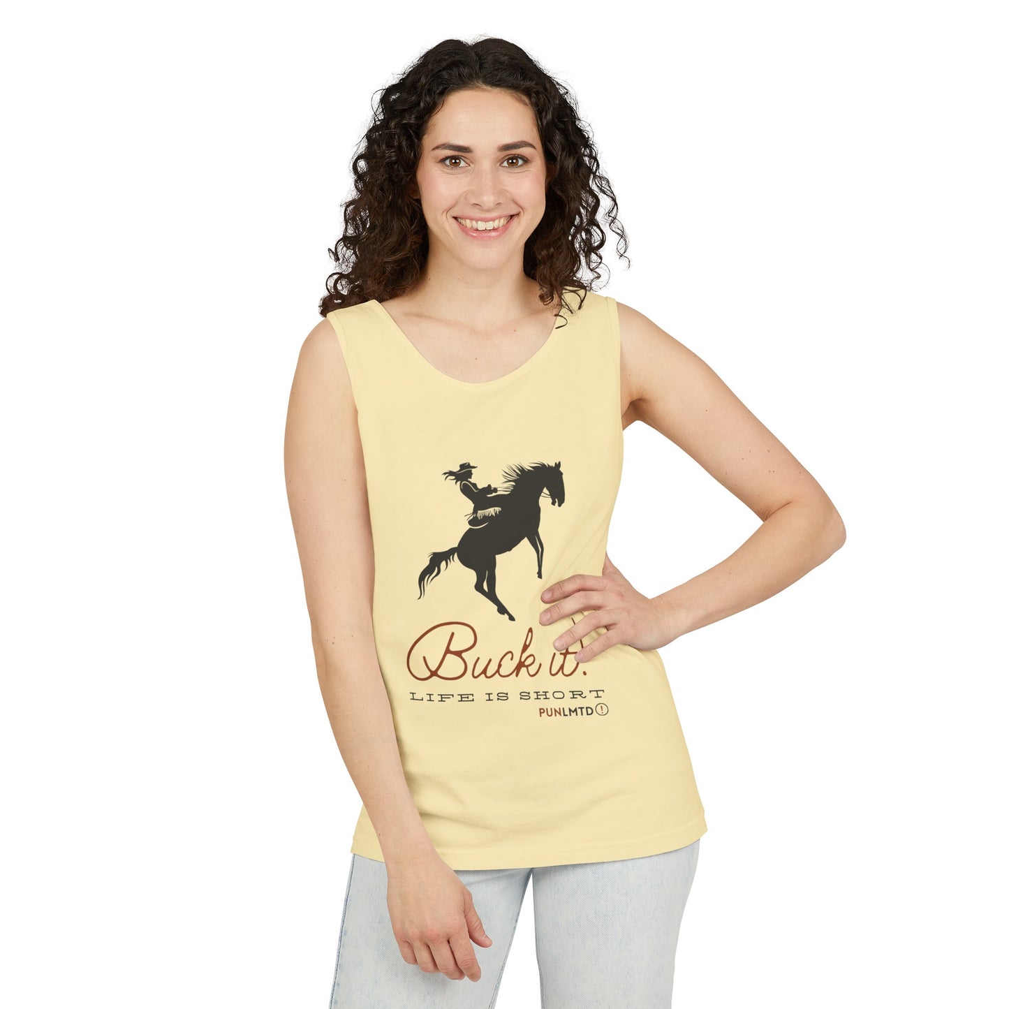 Unisex Garment-Dyed Tank Top - Buck It! Design 1