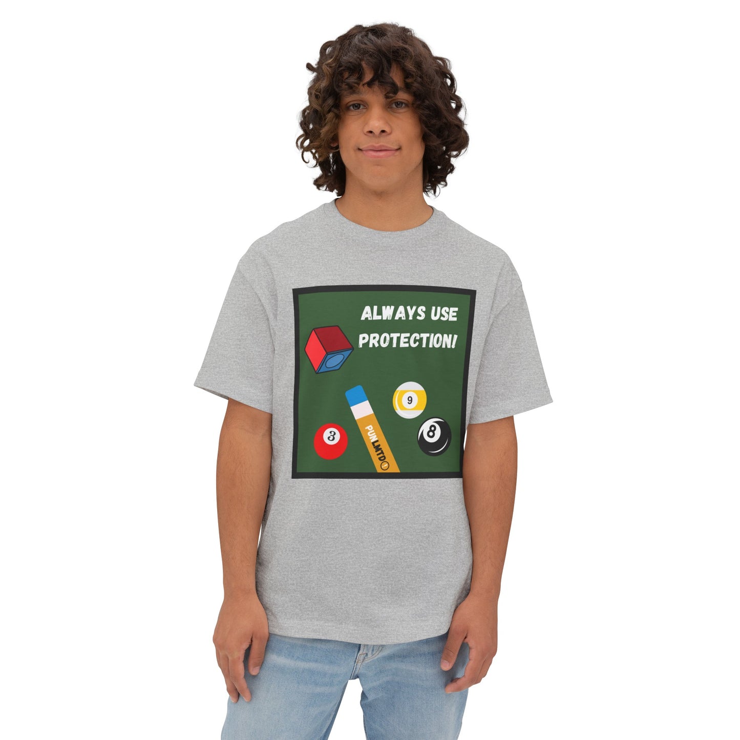 Funny Billiards Tee - Always Use Protection! Unisex Oversized Boxy Tee