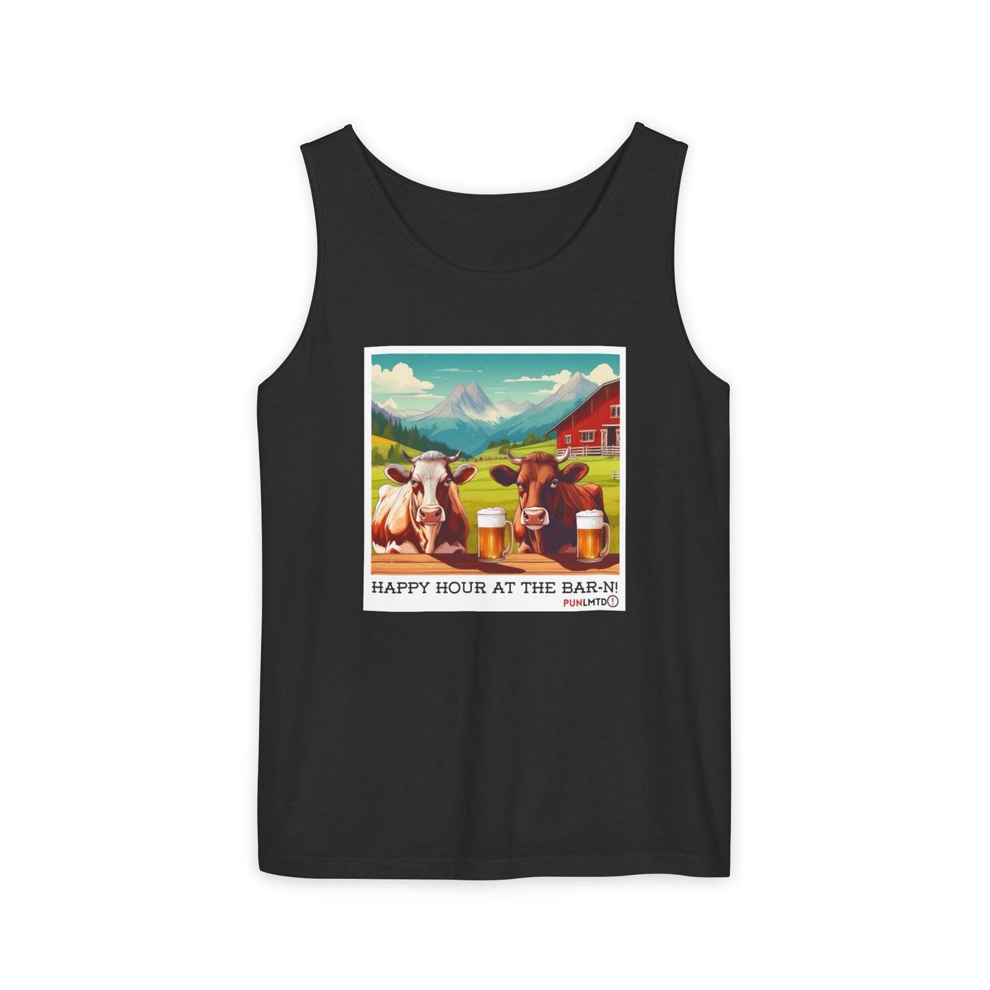 Unisex Garment-Dyed Tank Top - Happy Hour Is At The Bar-n