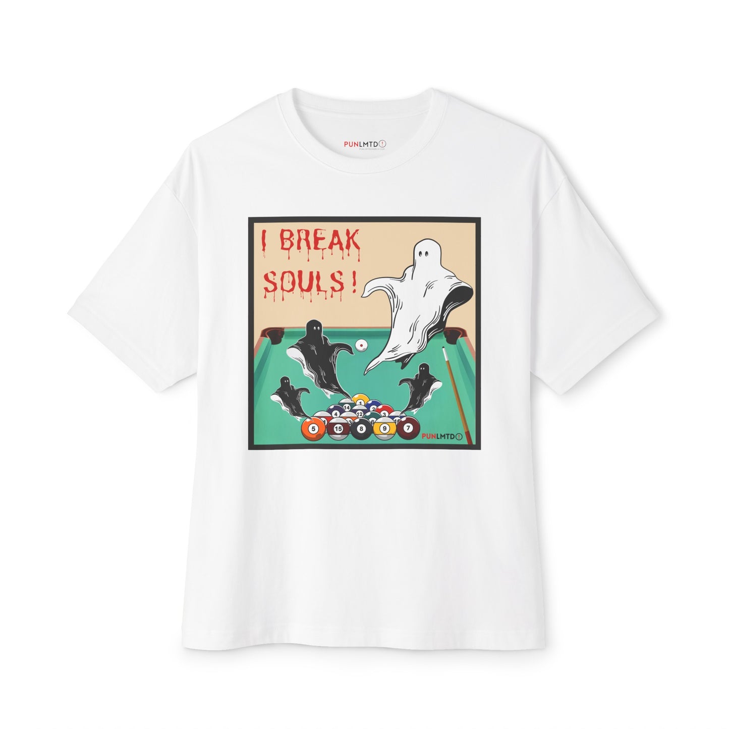 Funny Billiards Tee- I Break Souls! Unisex Oversized Boxy Tee
