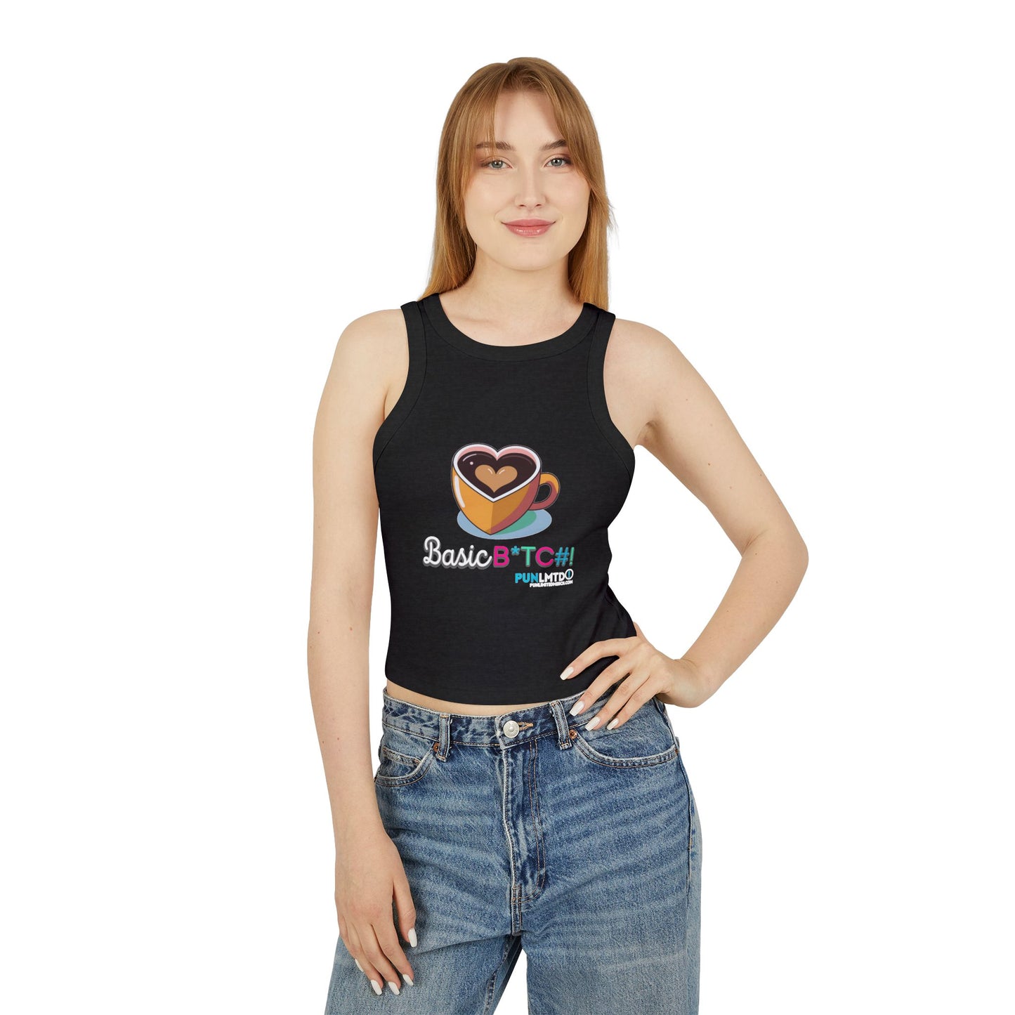 Funny Coffee Tank Top - Women's Micro Rib Racer Tank Top - Basic Bitch!