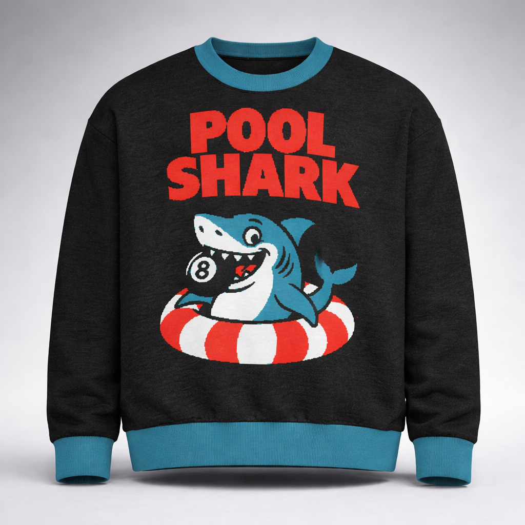 Relaxed fit knitted crew neck sweater - Pool Shark