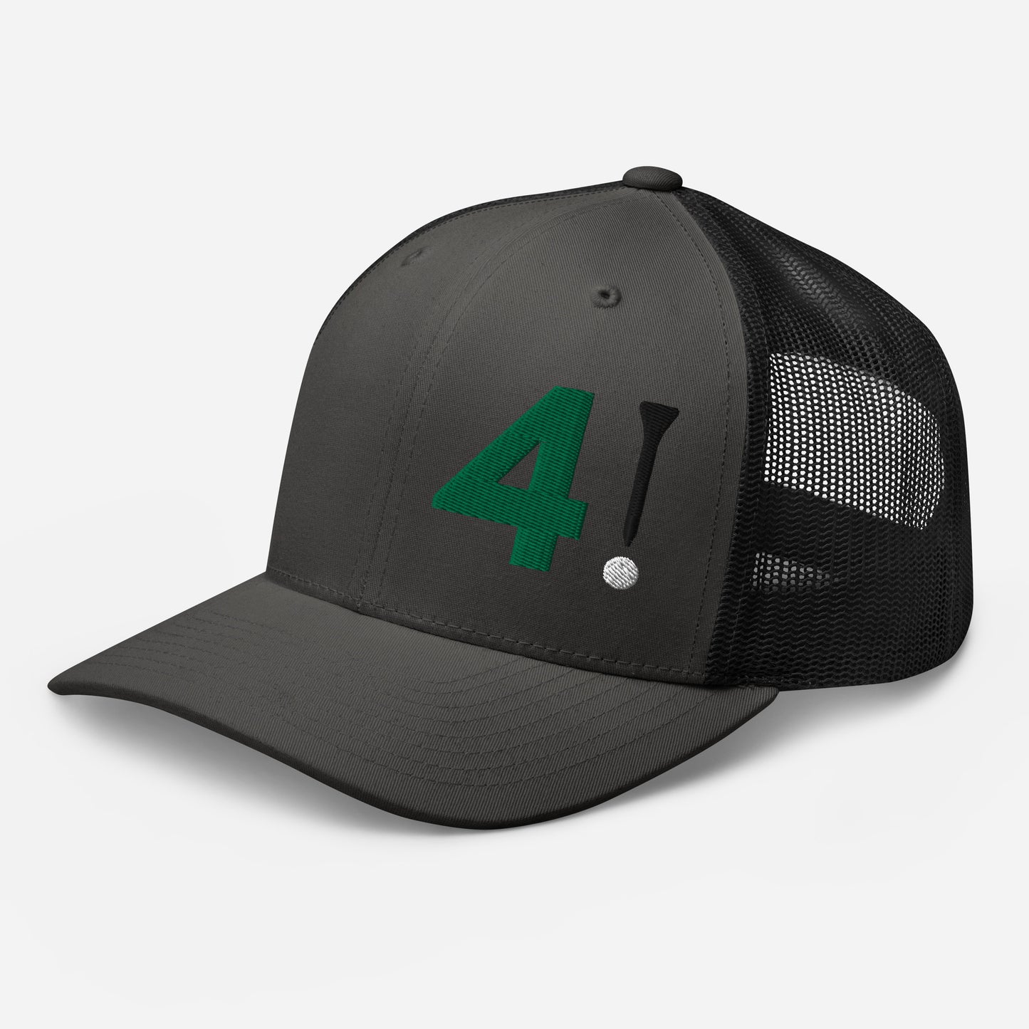 Golf Trucker Hat - 4! 3D Embroidered Standard Trucker Hat by Punlimited