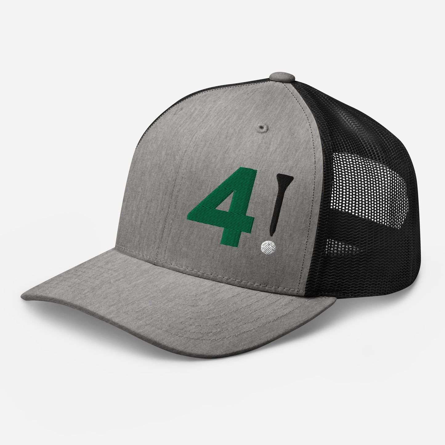 Golf Trucker Hat - 4! 3D Embroidered Standard Trucker Hat by Punlimited