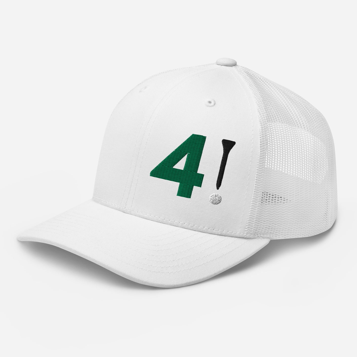 Golf Trucker Hat - 4! 3D Embroidered Standard Trucker Hat by Punlimited