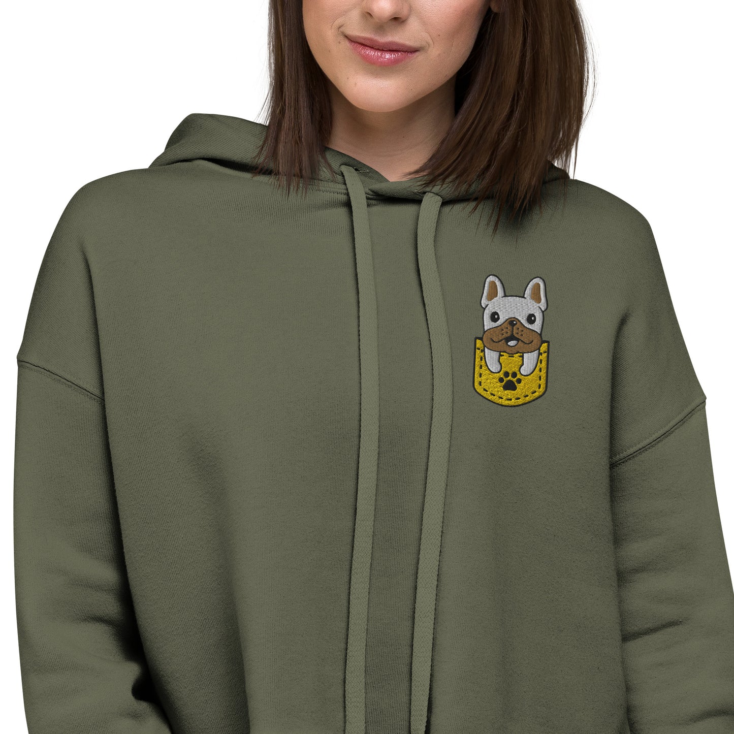 Cropped Hoodie- My Pawket Pet! Dog Embroidered Cropped Fringe Hoodie