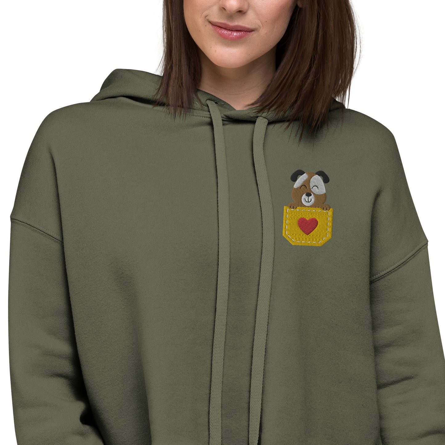 Cropped Hoodie - My Pawket Pet! Dog Embroidered Cropped Fringe Hoodie