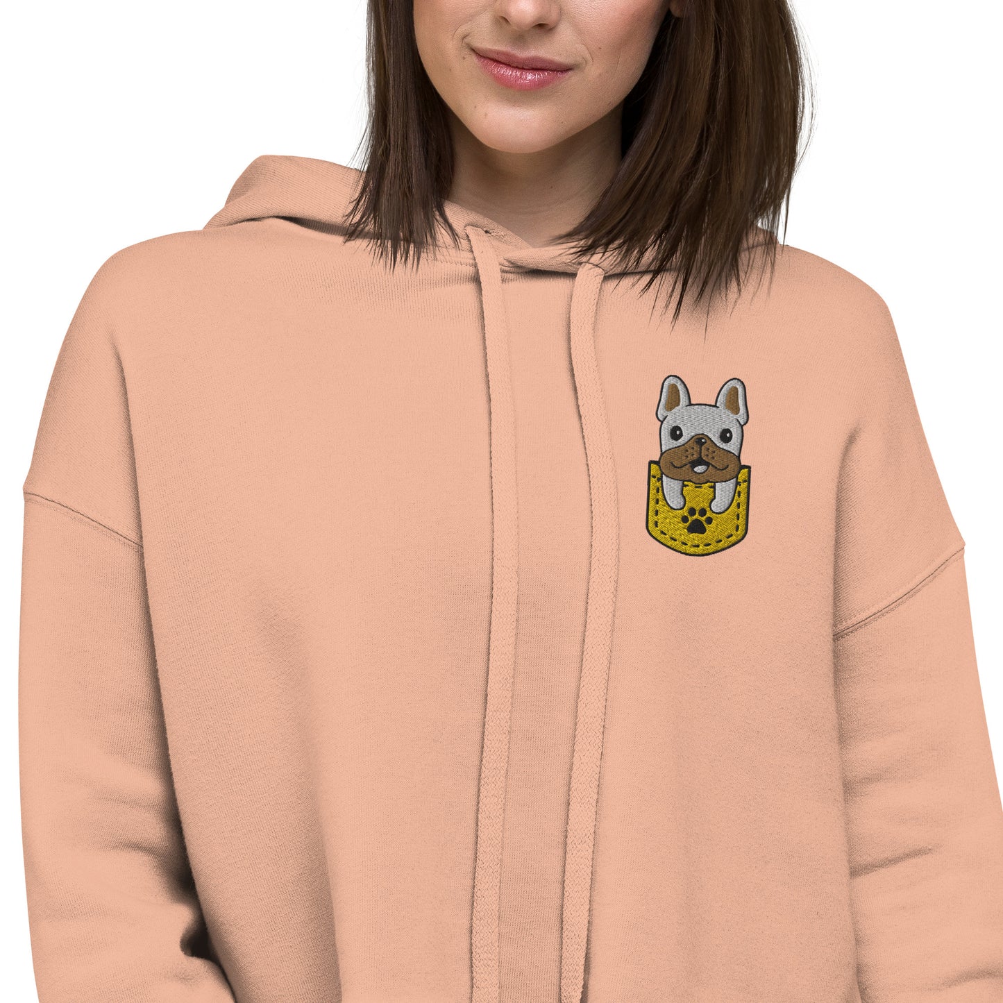 Cropped Hoodie- My Pawket Pet! Dog Embroidered Cropped Fringe Hoodie